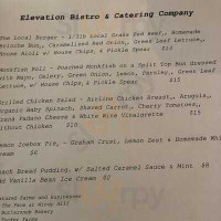 Elevation Bistro menu