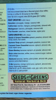 Seeds Greens Natural Market Deli menu