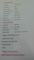 Sweet Cream's Ice Cream menu