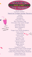 Pat's Main Street Ice Cream menu