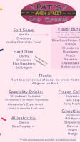 Pat's Main Street Ice Cream menu
