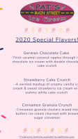 Pat's Main Street Ice Cream menu