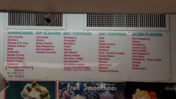 Sunny Daes Ice Cream menu