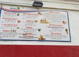 Bills Carousel Ice Cream menu