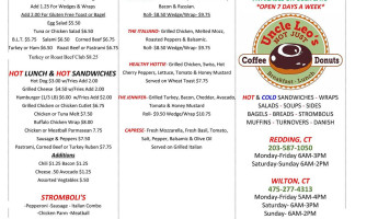Uncle Leo's Not Just Coffee Donuts menu