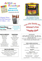 Winner's Pub Sports And Casino menu