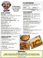 Winner's Pub Sports And Casino menu