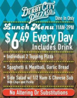 Derby City Pizza menu