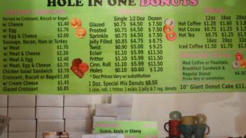 Hole In One Donuts #1 menu