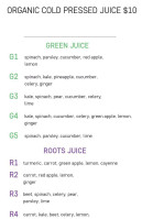 Pressed Juice Daily menu