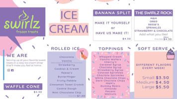 Swirlz Frozen Treats menu