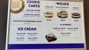 Insomnia Cookies menu