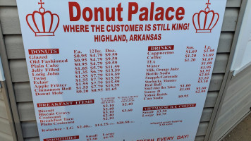 Donut Palace menu