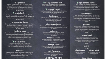 Nekter Juice menu