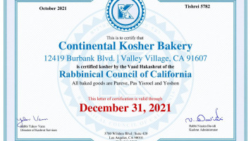 Continental Kosher Bakery menu