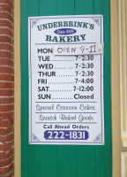 Underbrinks Bakery menu