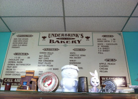 Underbrinks Bakery menu