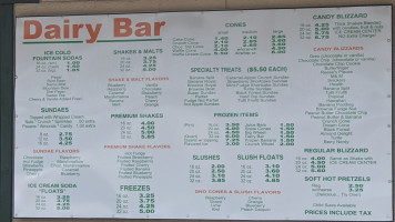 Dairy menu