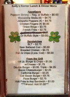 Kelly's Korner menu