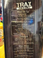 Trax Pub Grill menu