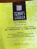 Tendy's Garden Chinese Cuisine menu