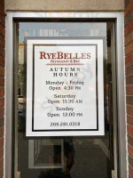 Ryebelles Restaurant Bar menu