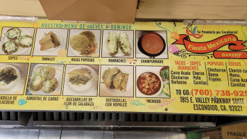 Fiesta Mexicana Bakery menu