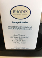 Rhodes Bakery menu