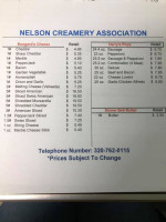 Nelson Creamery Association menu