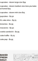 Smallcakes Cupcakery menu