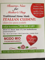 Modo Mio Italian Restaurant menu