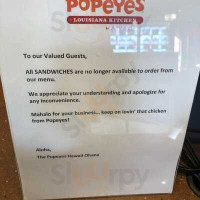 Popeyes Louisiana Kitchen menu