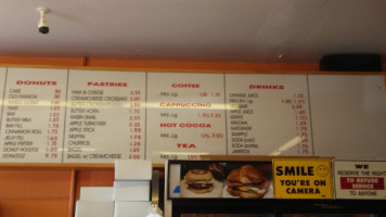 Sunrise Donuts menu