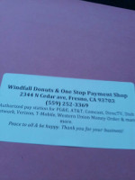 Windfall Donuts menu