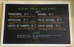 Sarava Acai Cafe menu