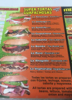 Tortas La Baguette menu