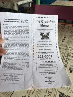 The Crab Pot menu