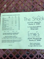 Ice Cream Shack menu