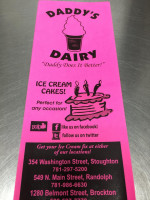 Daddy's Dairy menu