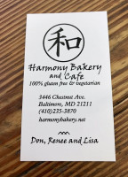 Harmony Bakery menu