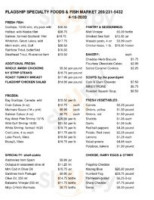 Flagship Specialty Foods Fish Market menu