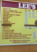 Lee's Donuts menu