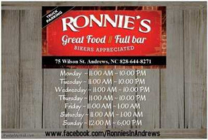 Ronnie's menu