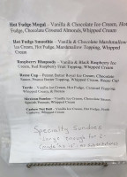 Nick Charlaps Ice Cream menu