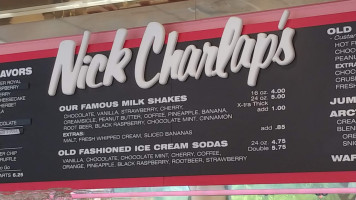 Nick Charlaps Ice Cream menu