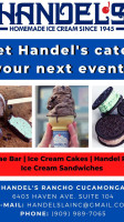 Handel's Homemade Ice Cream menu