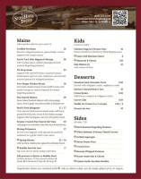 Stone House Tavern menu