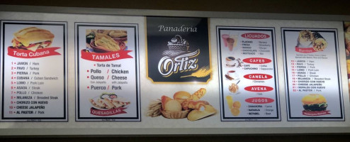 Panaderia Ortiz menu