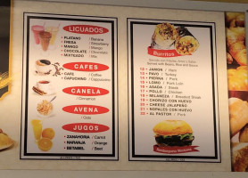 Panaderia Ortiz menu