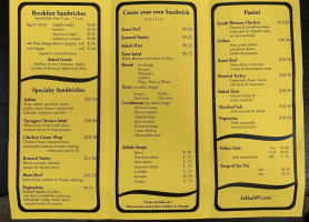 Fella's Take Out menu